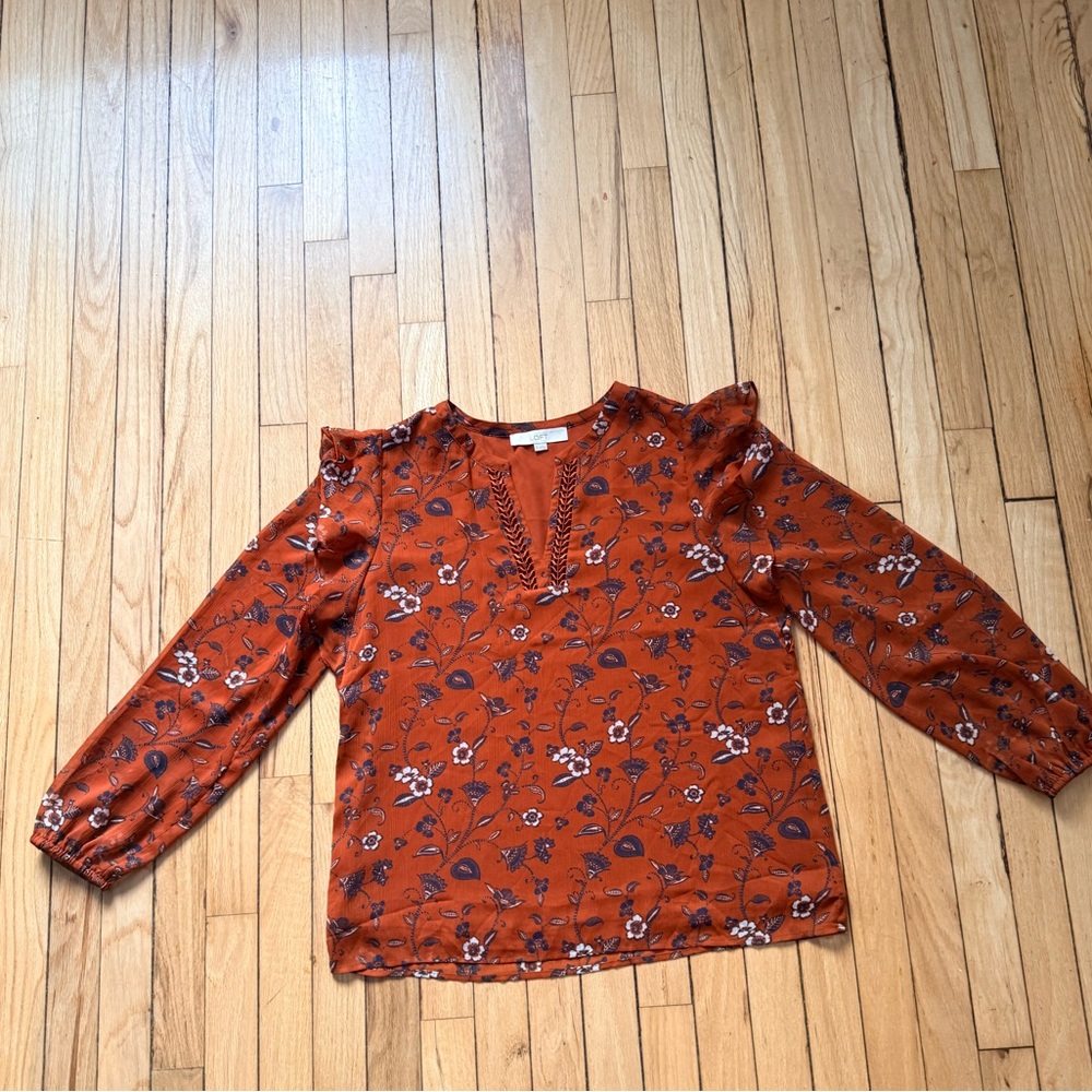 Loft Fashion Rust Floral Blouse